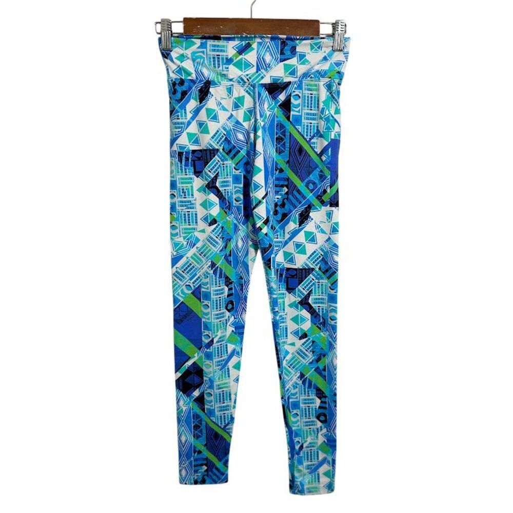 DONA JO Leggings Women’s Size 1 Small Blue Geometric Crop Ankle Running